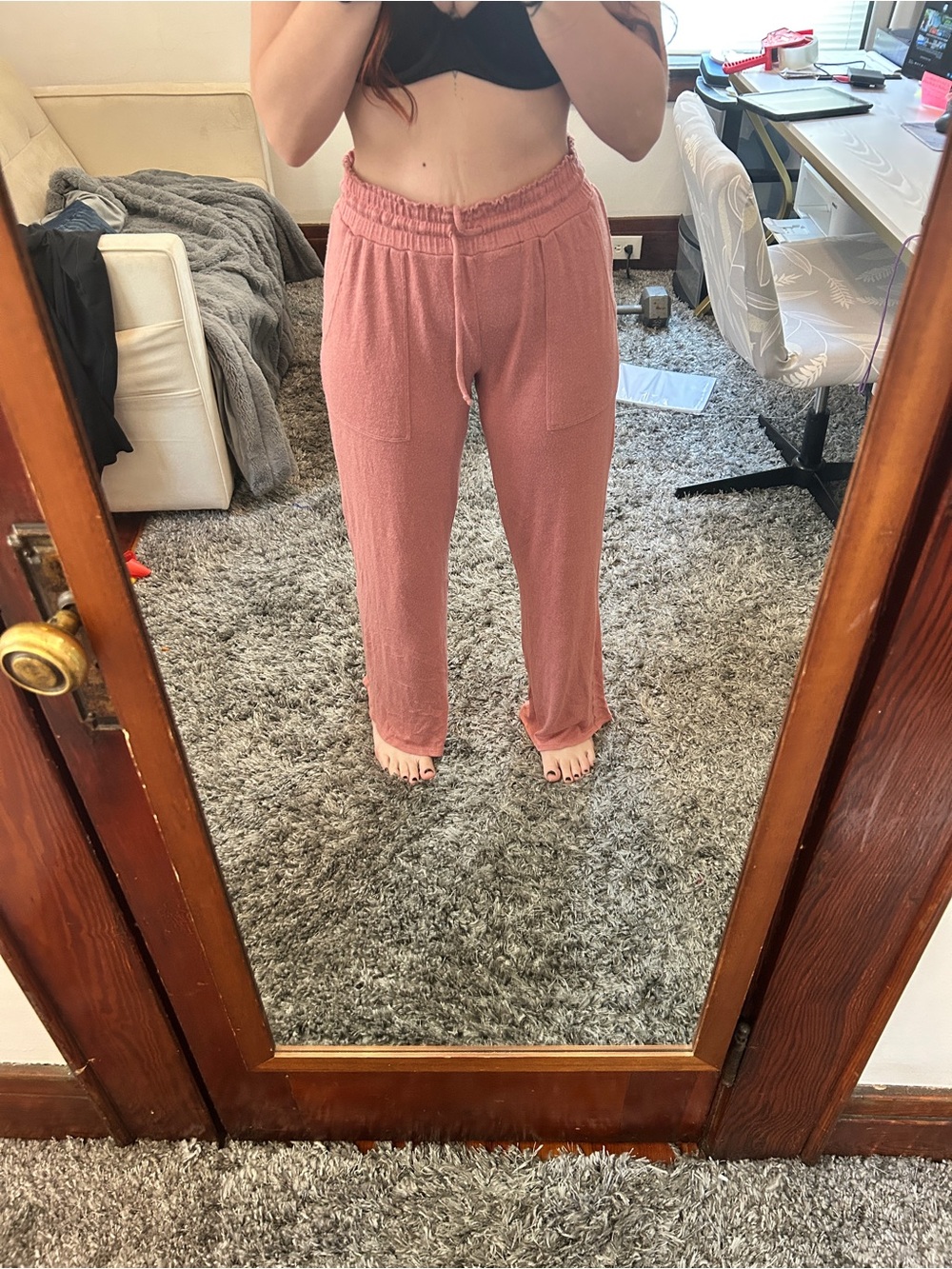 stars above dusty rose textured lounge pants